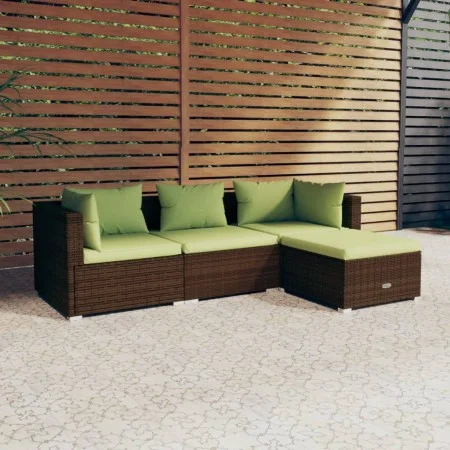 4-piece garden furniture set and brown synthetic rattan cushions by vidaXL, Garden sets - Ref: Foro24-3101644, Price: 398,34 ...