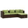 4-teiliges Gartenmöbel-Set und braune synthetische Rattankissen von vidaXL, Gartensets - Ref: Foro24-3101644, Preis: 405,54 €...