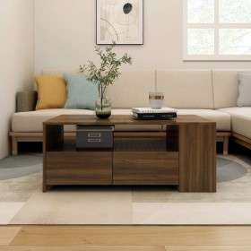 Mesa de centro madera contrachapada roble marrón 102x55x42 cm