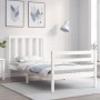 Weißer Massivholzbettrahmen mit Kopfteil 90x200 cm von vidaXL, Betten und Lattenroste - Ref: Foro24-3193777, Preis: 97,05 €, ...