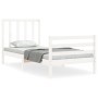 Weißer Massivholzbettrahmen mit Kopfteil 90x200 cm von vidaXL, Betten und Lattenroste - Ref: Foro24-3193777, Preis: 97,05 €, ...