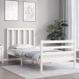Weißer Massivholzbettrahmen mit Kopfteil 90x200 cm von vidaXL, Betten und Lattenroste - Ref: Foro24-3193777, Preis: 97,05 €, ...