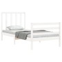 Weißer Massivholzbettrahmen mit Kopfteil 90x200 cm von vidaXL, Betten und Lattenroste - Ref: Foro24-3193777, Preis: 97,05 €, ...