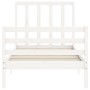 Weißer Massivholzbettrahmen mit Kopfteil 90x200 cm von vidaXL, Betten und Lattenroste - Ref: Foro24-3193777, Preis: 97,05 €, ...