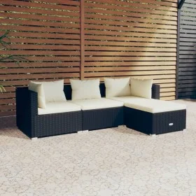 Gartenmöbel Set 4 Stück und Kissen Kunststoff Rattan schwarz von vidaXL, Gartensets - Ref: Foro24-3101639, Preis: 364,59 €, R...