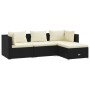 Gartenmöbel Set 4 Stück und Kissen Kunststoff Rattan schwarz von vidaXL, Gartensets - Ref: Foro24-3101639, Preis: 385,06 €, R...