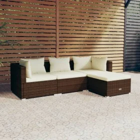 4-piece garden furniture set and brown synthetic rattan cushions by vidaXL, Garden sets - Ref: Foro24-3101642, Price: 342,59 ...