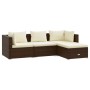 4-teiliges Gartenmöbel-Set und braune synthetische Rattankissen von vidaXL, Gartensets - Ref: Foro24-3101642, Preis: 347,90 €...