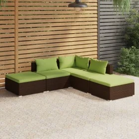 5-piece garden sofa set and brown synthetic rattan cushions by vidaXL, Garden sets - Ref: Foro24-3101612, Price: 476,51 €, Di...
