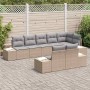 Conjunto de sofá de jardín 8 pcs beige y gris Poliratán