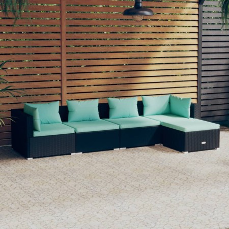 5-teiliges Gartenmöbel-Set und schwarze synthetische Rattankissen von vidaXL, Gartensets - Ref: Foro24-3101657, Preis: 465,14...