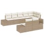 Conjunto de sofá de jardín 8 pcs beige y crema Poliratán