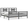 Gray solid wood bed frame with headboard 200x200 cm by vidaXL, Beds and slatted bases - Ref: Foro24-3194463, Price: 176,53 €,...