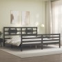 Estructura de cama con cabecero madera maciza gris 200x200 cm de vidaXL, Camas y somieres - Ref: Foro24-3194463, Precio: 176,...