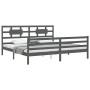 Gray solid wood bed frame with headboard 200x200 cm by vidaXL, Beds and slatted bases - Ref: Foro24-3194463, Price: 176,53 €,...