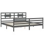 Gray solid wood bed frame with headboard 200x200 cm by vidaXL, Beds and slatted bases - Ref: Foro24-3194463, Price: 176,53 €,...