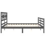 Gray solid wood bed frame with headboard 200x200 cm by vidaXL, Beds and slatted bases - Ref: Foro24-3194463, Price: 176,53 €,...