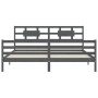 Gray solid wood bed frame with headboard 200x200 cm by vidaXL, Beds and slatted bases - Ref: Foro24-3194463, Price: 176,53 €,...