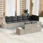 Conjunto de sofá de jardín con cojín 8 pcs Gris claro Poliratán