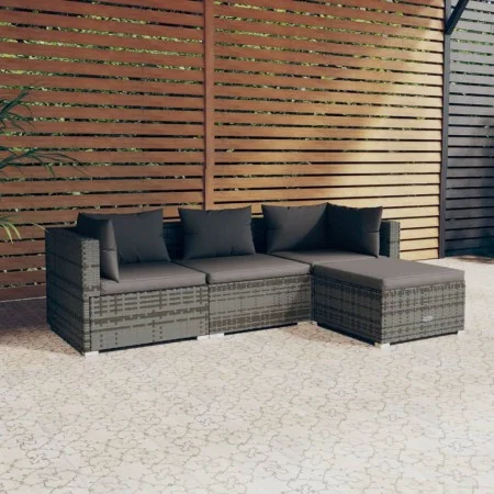Gartenmöbelset 4-tlg. und Kissen Kunststoff Rattan grau von vidaXL, Gartensets - Ref: Foro24-3101645, Preis: 393,06 €, Rabatt: %