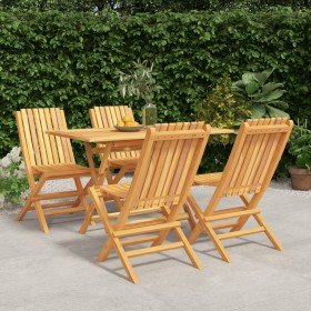 Juego de comedor para jardín 5 piezas madera maciza de teca