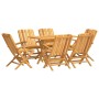 Juego de comedor de jardín 7 piezas madera maciza de teca