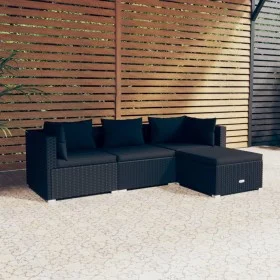 4-piece garden furniture set and black synthetic rattan cushions by vidaXL, Garden sets - Ref: Foro24-3101640, Price: 407,03 ...