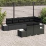 Conjunto de sofá de jardín con cojín 8 pcs Negro Poliratán