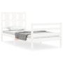 White solid wood bed frame with headboard 100x200 cm by vidaXL, Beds and slatted bases - Ref: Foro24-3194107, Price: 115,85 €...