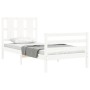 Weißer Massivholzbettrahmen mit Kopfteil 100x200 cm von vidaXL, Betten und Lattenroste - Ref: Foro24-3194107, Preis: 115,85 €...