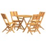 Juego de comedor para jardín 5 piezas madera maciza de teca