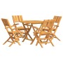 Juego de comedor para jardín 5 piezas madera maciza de teca