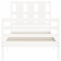 Weißer Massivholzbettrahmen mit Kopfteil 100x200 cm von vidaXL, Betten und Lattenroste - Ref: Foro24-3194107, Preis: 115,85 €...