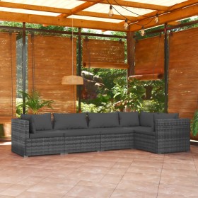 5-piece garden furniture set with gray synthetic rattan cushions by vidaXL, Garden sets - Ref: Foro24-3101693, Price: 495,13 ...