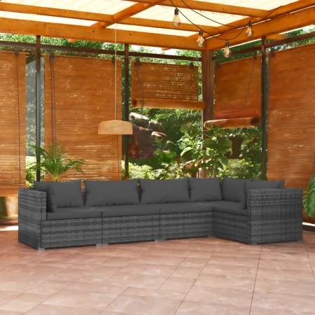 5-piece garden furniture set with gray synthetic rattan cushions by vidaXL, Garden sets - Ref: Foro24-3101693, Price: 476,91 ...