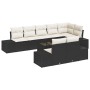 Conjunto de sofá de jardín 9 pcs Negro y crema Poliratán