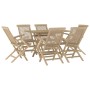 Juego de comedor de jardín 7 piezas madera maciza de teca gris