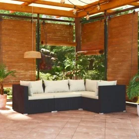4-piece garden furniture set and black synthetic rattan cushions by vidaXL, Garden sets - Ref: Foro24-3101671, Price: 365,18 ...
