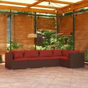 Garden set with 5 pieces of sofas and brown synthetic rattan cushions. by vidaXL, Garden sets - Ref: Foro24-3101691, Price: 4...