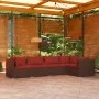 Set sofás de jardín 5 piezas y cojines ratán sintético marrón de vidaXL, Conjuntos de jardín - Ref: Foro24-3101691, Precio: 4...