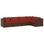 Set sofás de jardín 5 piezas y cojines ratán sintético marrón de vidaXL, Conjuntos de jardín - Ref: Foro24-3101691, Precio: 4...