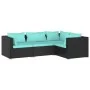 4-piece garden furniture set and black synthetic rattan cushions by vidaXL, Garden sets - Ref: Foro24-3101673, Price: 368,69 ...