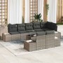 Conjunto de sofá de jardín con cojín 9 pcs Gris Poliratán