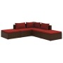 Garten Sofa Set 5 Stück und Kissen braun synthetischen Rattan von vidaXL, Gartensets - Ref: Foro24-3101611, Preis: 438,72 €, ...