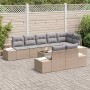 Conjunto de sofá de jardín 9 pcs beige y gris Poliratán