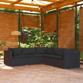 5-piece garden furniture set and black synthetic rattan cushions by vidaXL, Garden sets - Ref: Foro24-3101696, Price: 489,09 ...