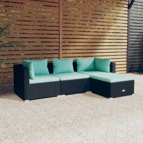 4-piece garden furniture set and black synthetic rattan cushions by vidaXL, Garden sets - Ref: Foro24-3101641, Price: 380,80 ...