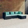 4-teiliges Gartenmöbel-Set und schwarze synthetische Rattankissen von vidaXL, Gartensets - Ref: Foro24-3101641, Preis: 380,80...