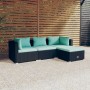 4-teiliges Gartenmöbel-Set und schwarze synthetische Rattankissen von vidaXL, Gartensets - Ref: Foro24-3101641, Preis: 387,45...