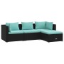 4-teiliges Gartenmöbel-Set und schwarze synthetische Rattankissen von vidaXL, Gartensets - Ref: Foro24-3101641, Preis: 387,45...